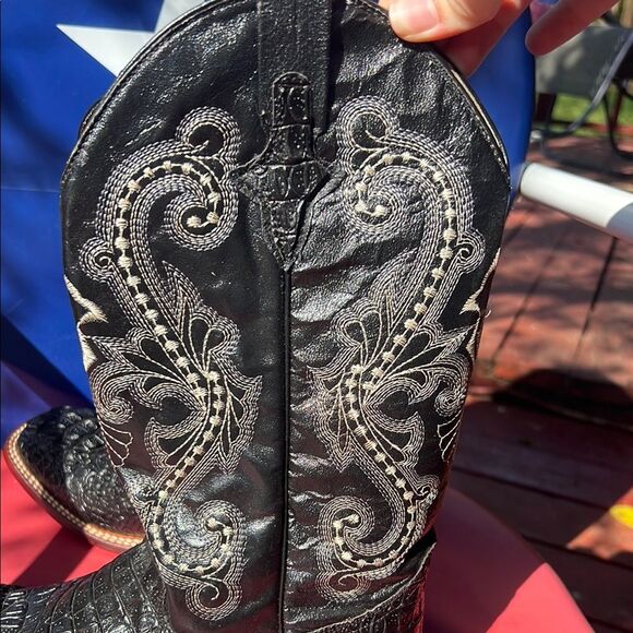 Ferrini Western Boots Mens Cowboy Caiman Gator Print Black 40393-04 Size 8D NWT - Picture 6 of 16